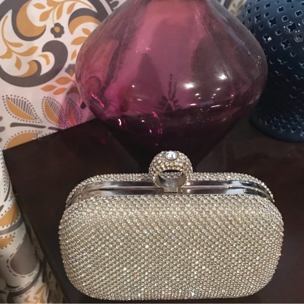 Sparkle embellished formal hard shell purse